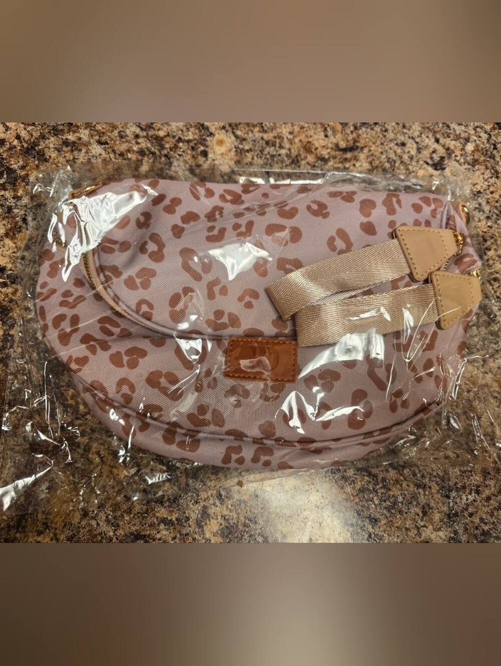Women’s Gold Leopard Print Crossbody Sling Bag
